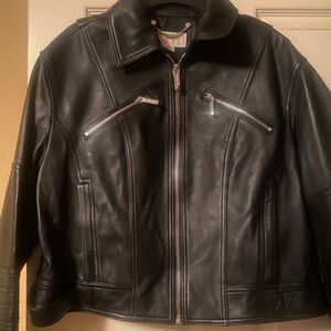 Michael Kors Black Leather Jacket with Silver Zippers